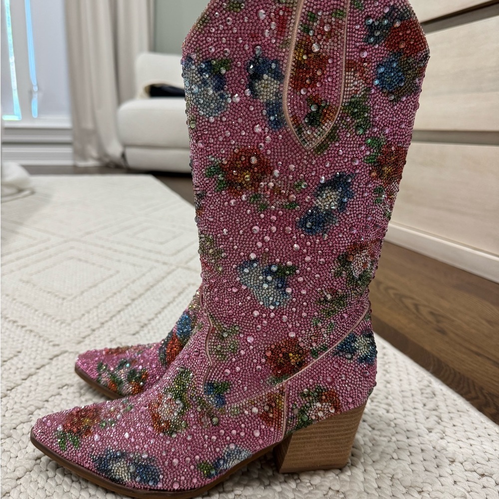 Beaded Pink Cowboy Boots